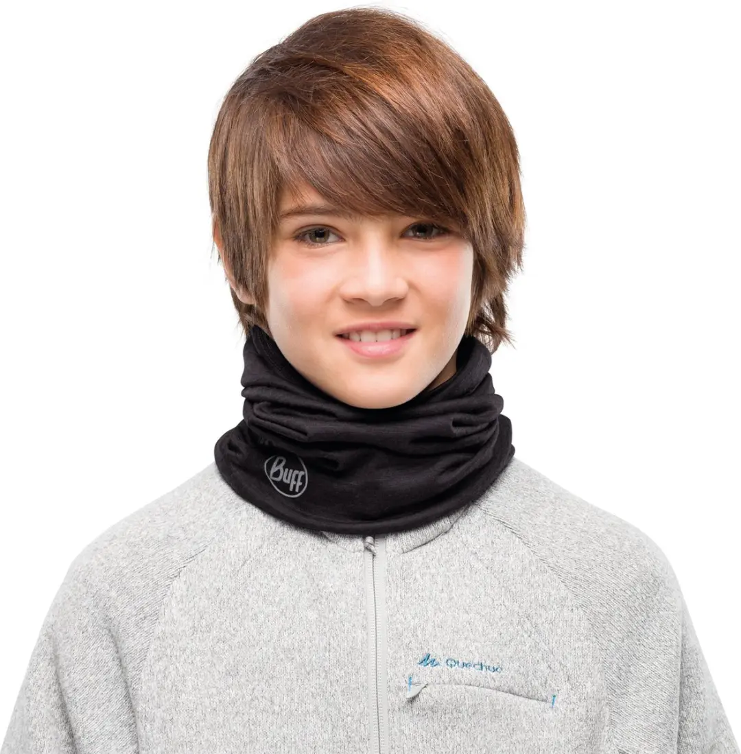 Buff Merino Lightweight Nekwarmer Solid Black - S/M - afbeelding 3 van 6
