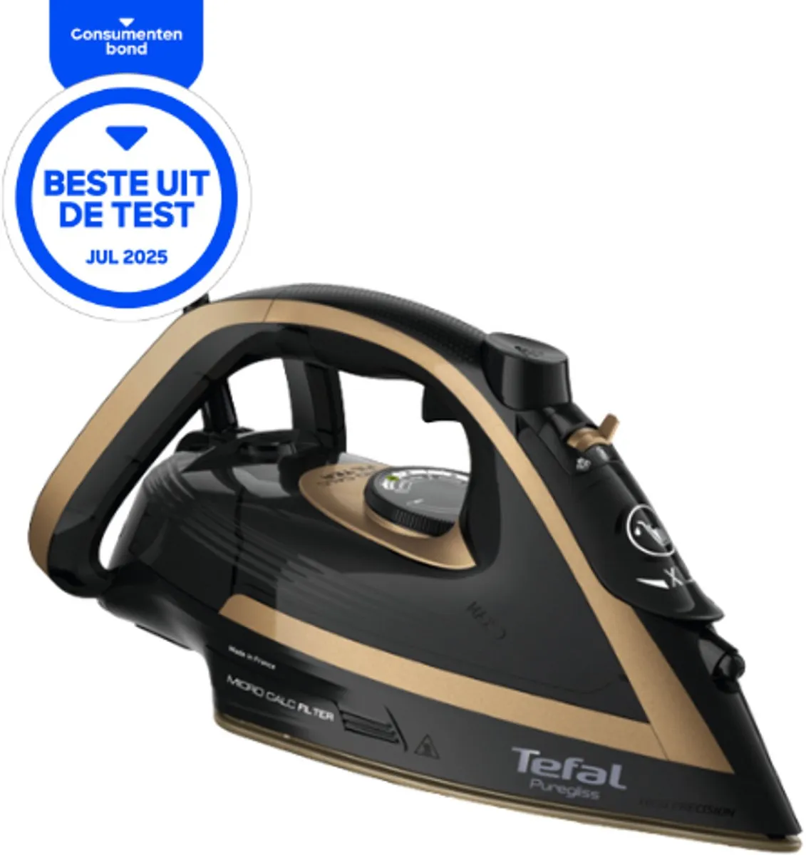 Tefal Puregliss FV8064 Stoomstrijkijzer 3000W - Zwart/Goud