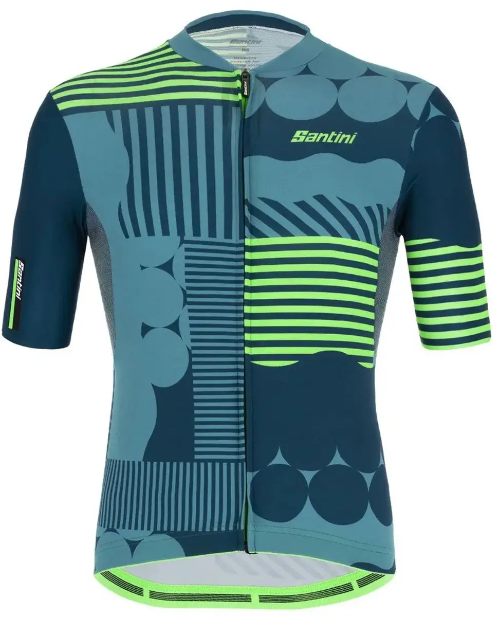 Santini Delta Optic Korte Mouw Wielertrui Blauw XS Man