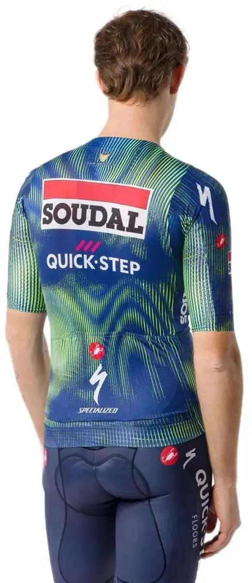 Castelli Aero Race 8s Soudal Quick-Step Wielertrui - S - Blauw/Electric Lime