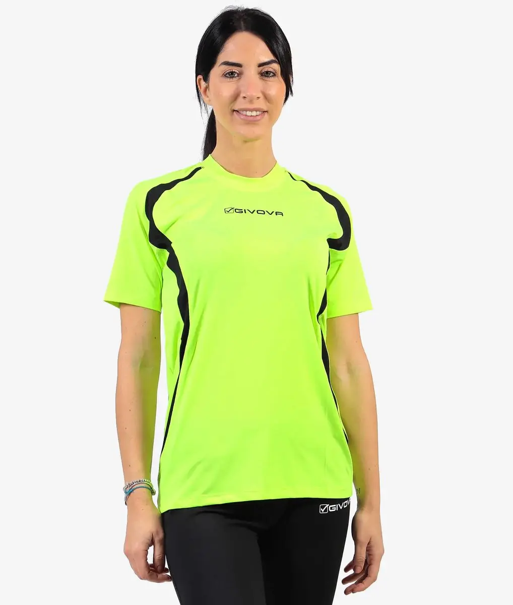 Givova Running Hardloopshirt Unisex Fluo Geel/Zwart - L - afbeelding 5 van 6
