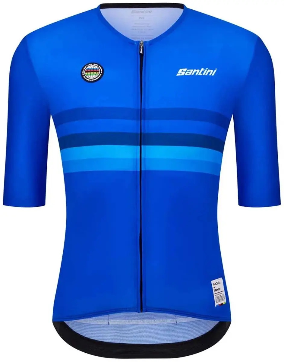 Santini Uci World Champion Italy 2025 Korte Mouw Wielertrui Blauw 3XL