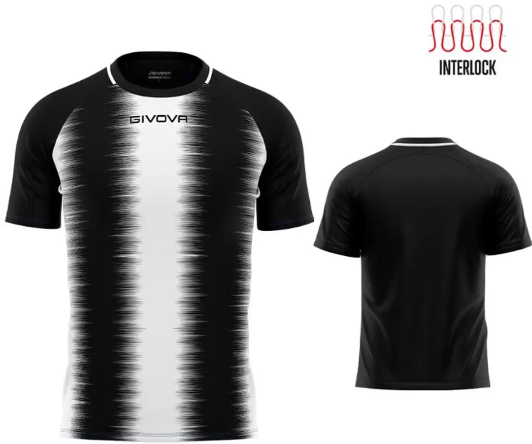 Givova Streep Sport-T-shirt - L - Zwart/Wit