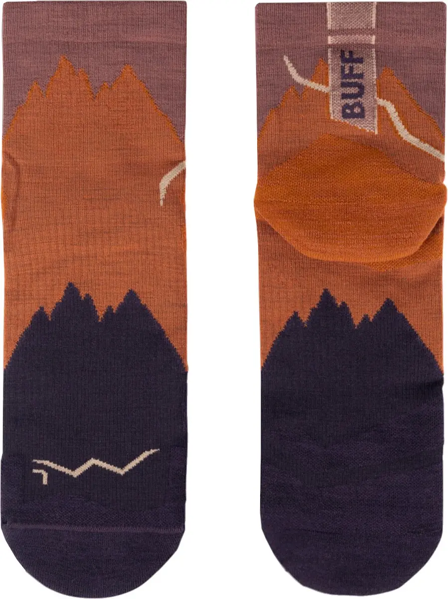 Buff Lightweight Merino Quarter Hardloopsokken - 36-38 - Oranje/Grijs - afbeelding 3 van 3