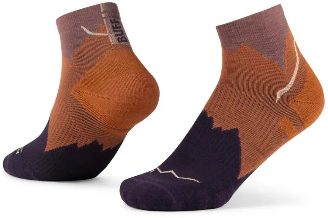 Buff Lightweight Merino Quarter Hardloopsokken - 45-47 - Oranje/Grijs - afbeelding 6 van 6