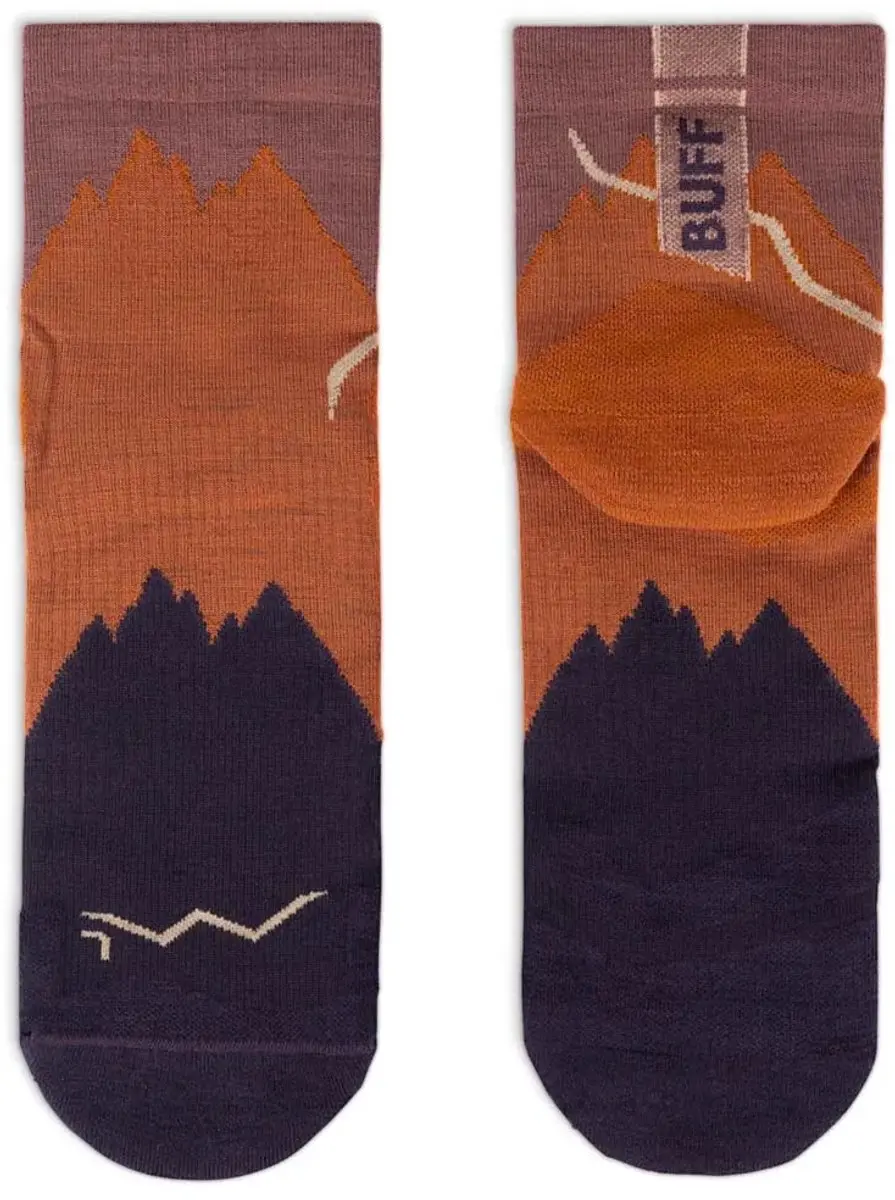 Buff Lightweight Merino Quarter Hardloopsokken - 45-47 - Oranje/Grijs - afbeelding 2 van 6