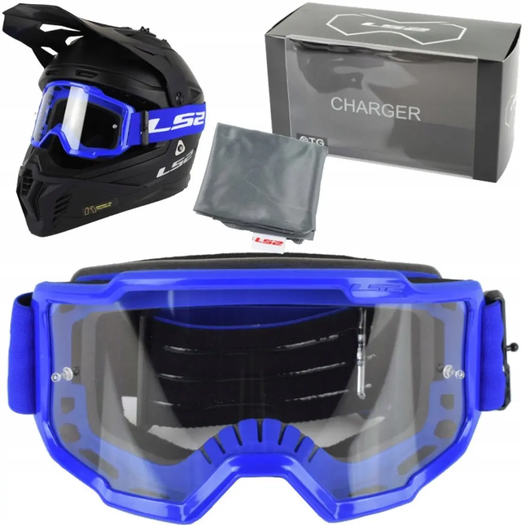 LS2 Charger Cross Enduro Crossbril Blauw Helder