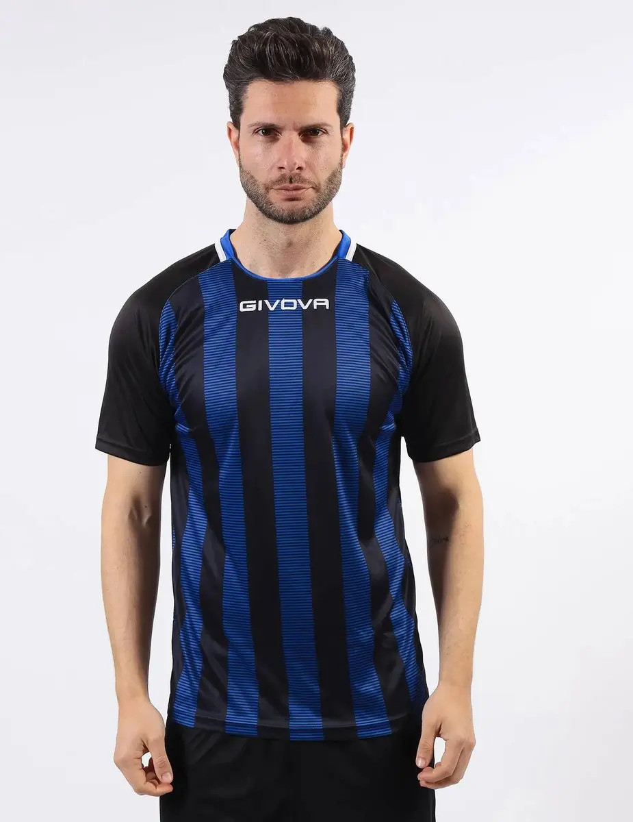 Givova Rugby Sportshirt - Zwart-Koningsblauw - XL - afbeelding 2 van 3