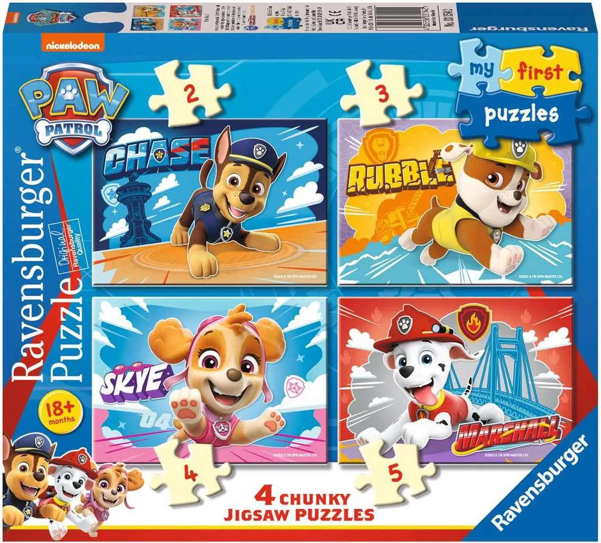 Ravensburger Paw Patrol Legpuzzel - 2 t/m 8 Stuks - 4x Multicolor
