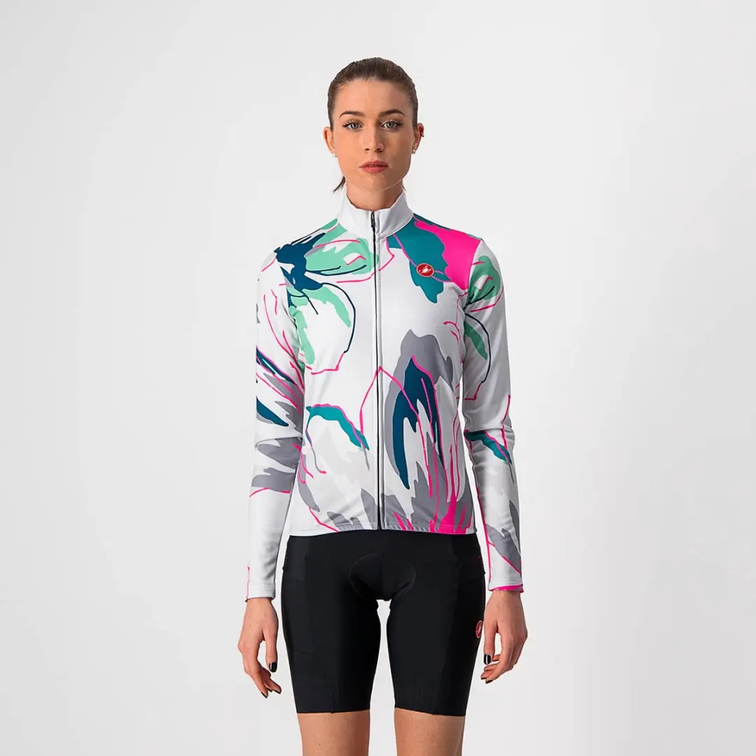 Castelli Fietsshirt lange mouwen Dames Zilver Multikleur