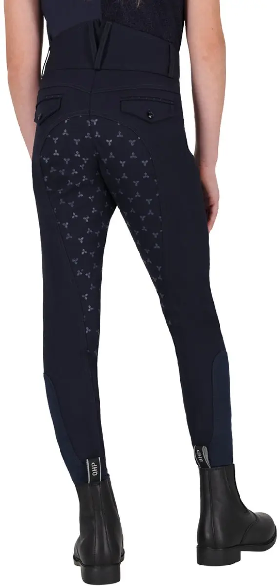 Qhp Paardrijbroek Qhp Aubree Full Grip Kids Donkerblauw