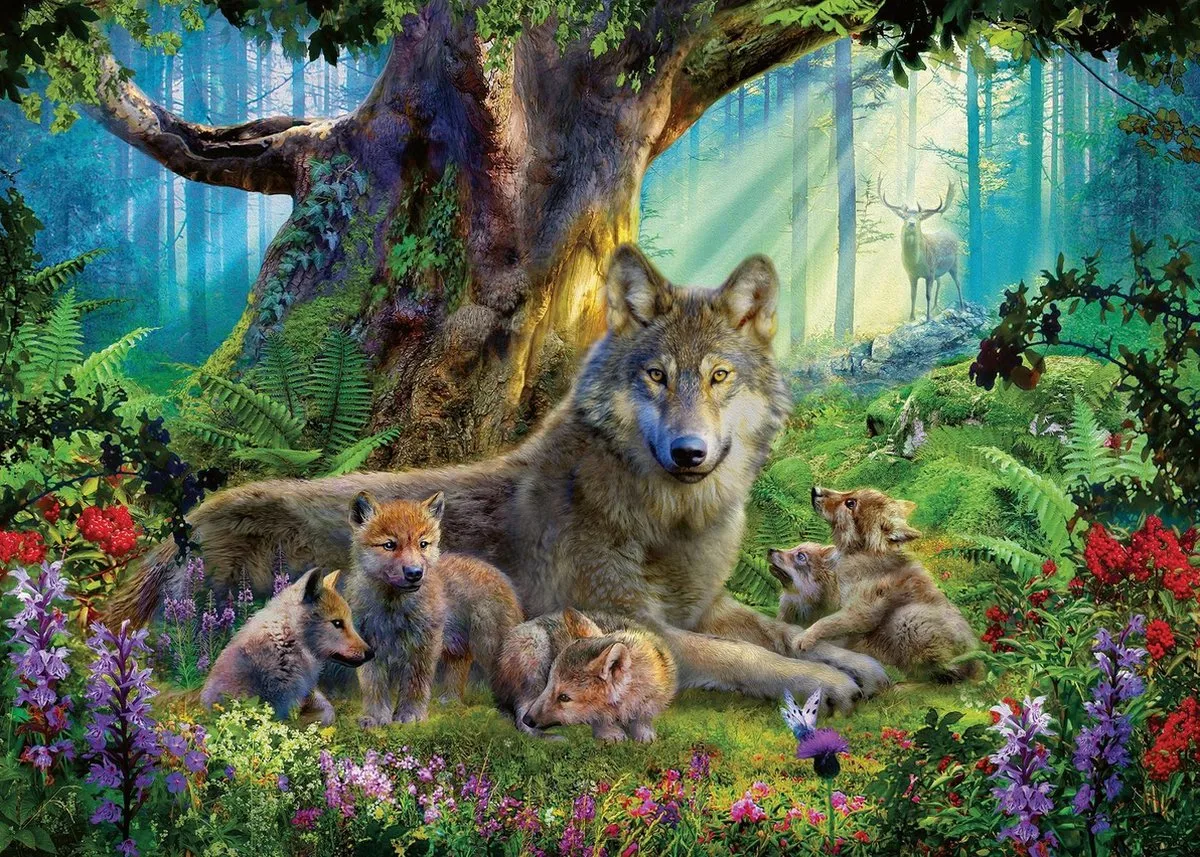 Ravensburger Familie Wolf in het Bos Legpuzzel 1000 Stuks