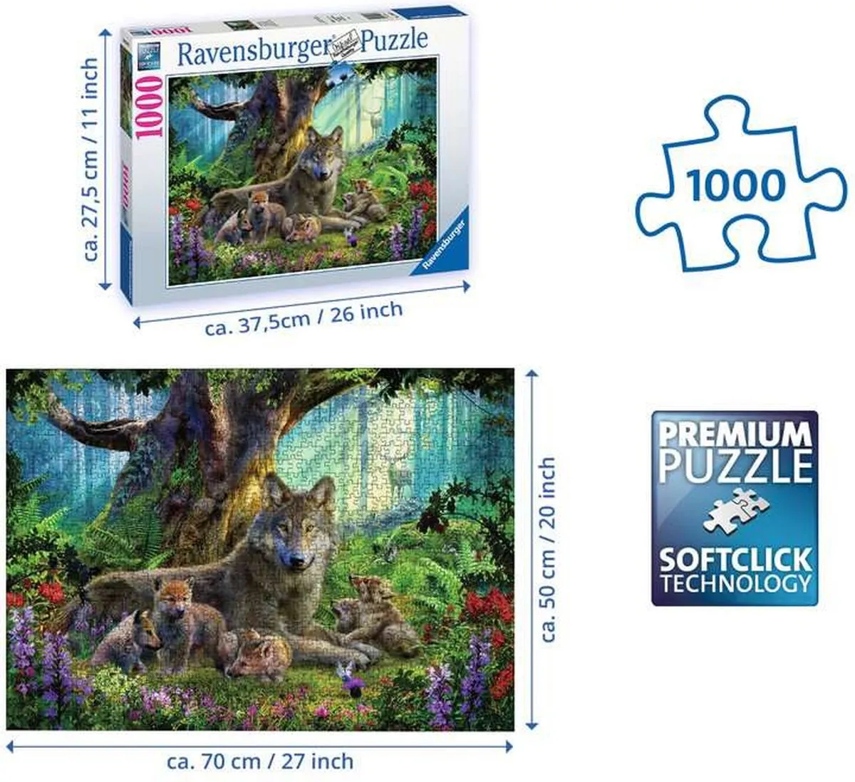 Ravensburger Familie Wolf in het Bos Legpuzzel 1000 Stuks