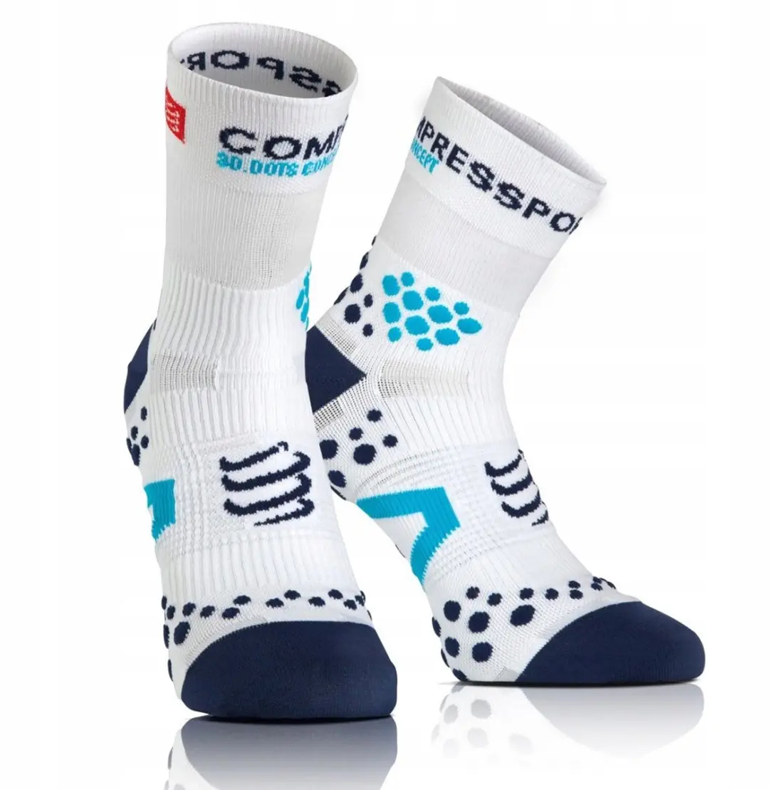 Compressport Pro Racing Hardcore Hardloop Sokken Wit/Blauw Maat 35-38