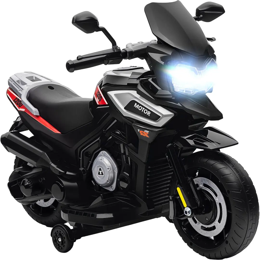 Aiyaplay Electric Ride-on Motorcycle-Kunststof, Metaal-85,5L x 44,5B x 56H cm-Zw