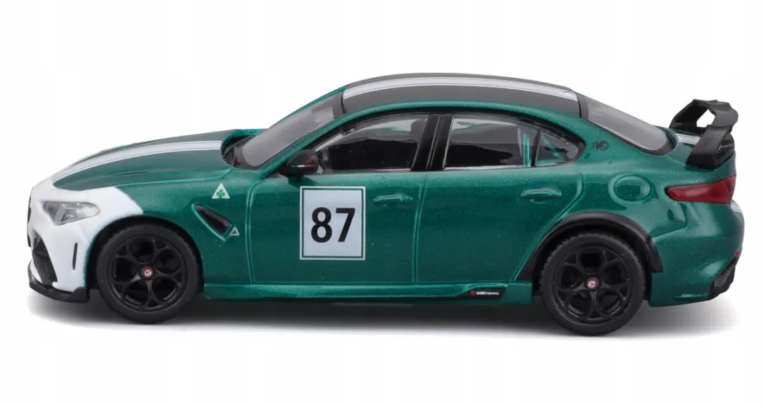 Bburago Alfa Romeo Giulia GTAm 1:43 Modelauto - Zwart/Wit/Groen - afbeelding 5 van 5