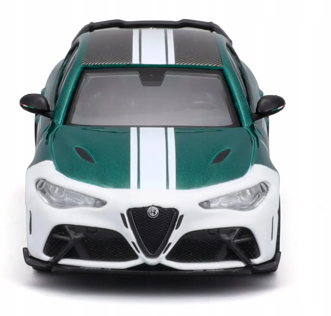 Bburago Alfa Romeo Giulia GTAm 1:43 Modelauto - Zwart/Wit/Groen - afbeelding 3 van 5