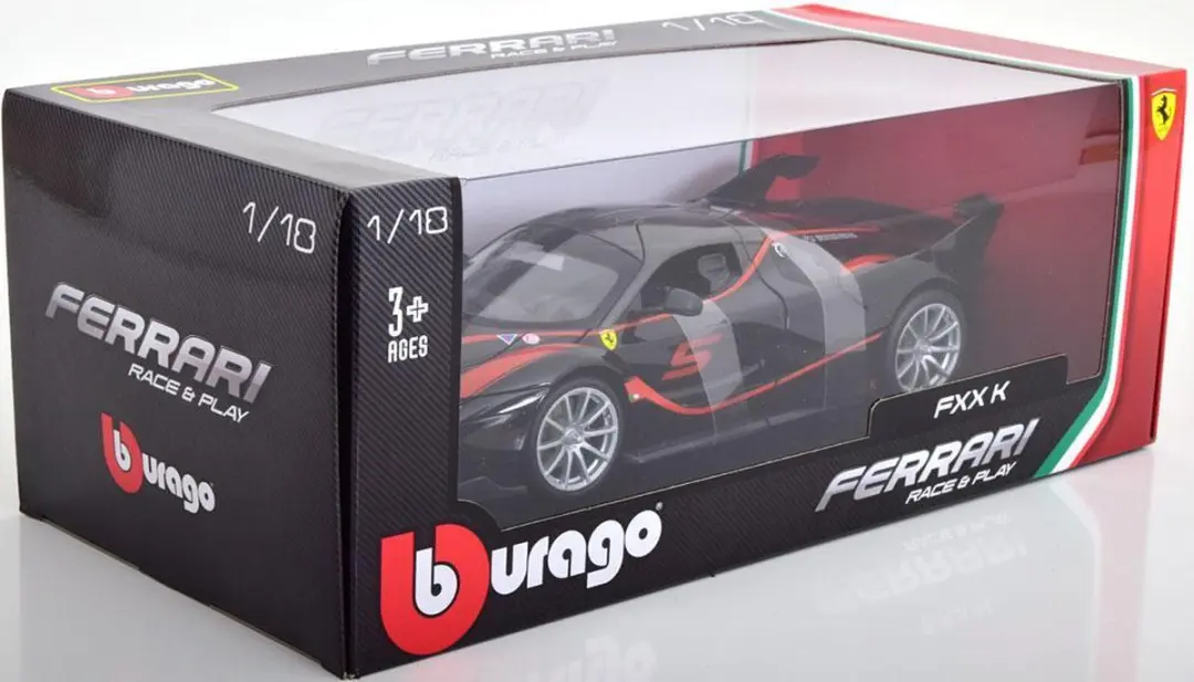 Bburago Ferrari FXX K No.5 1:18 - Zwart/Rood - afbeelding 3 van 4