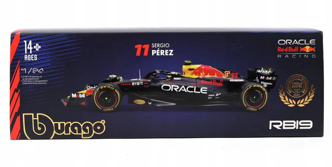 Bburago RB19 Sergio Perez Formule 1 Modelauto - 1:24 - Blauw/Rood/Zwart/Geel - afbeelding 4 van 5