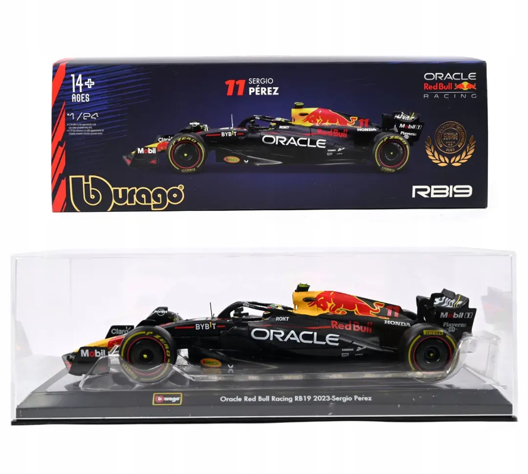 Bburago RB19 Sergio Perez Formule 1 Modelauto - 1:24 - Blauw/Rood/Zwart/Geel - afbeelding 3 van 5