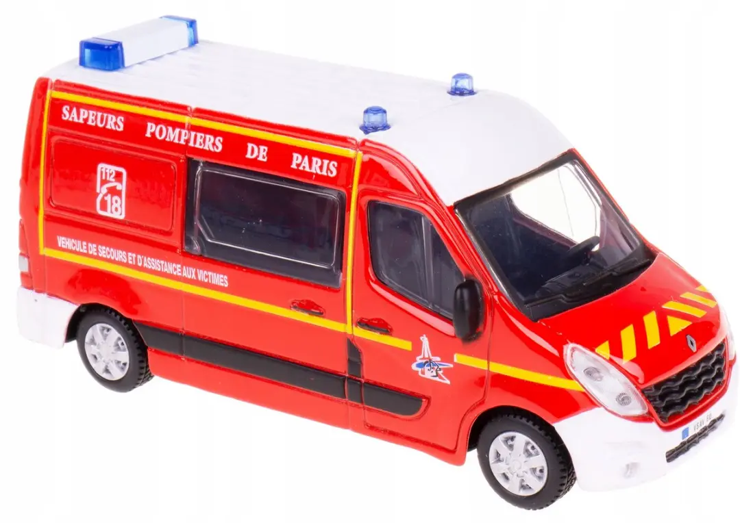 Bburago Renault Master Brandweer Modelauto 1:50 - Rood - afbeelding 3 van 6