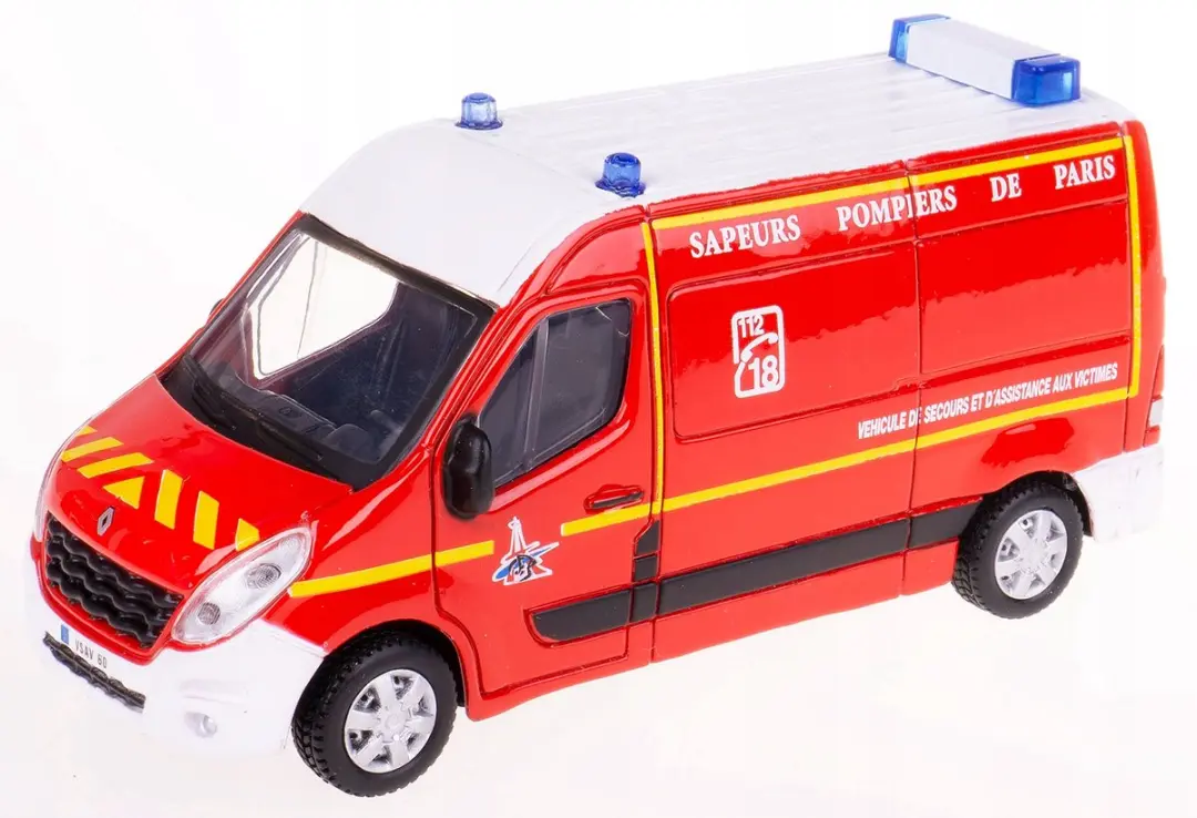 Bburago Renault Master Brandweer Modelauto 1:50 - Rood - afbeelding 4 van 6