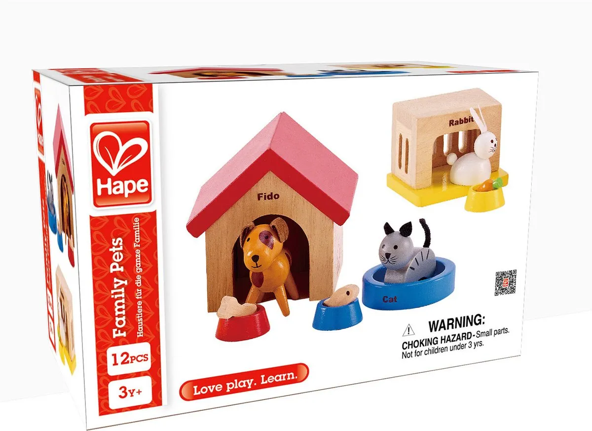Hape Huisdieren Poppenhuis - 3 Meubels & 3 Poppen - Veelkleurig