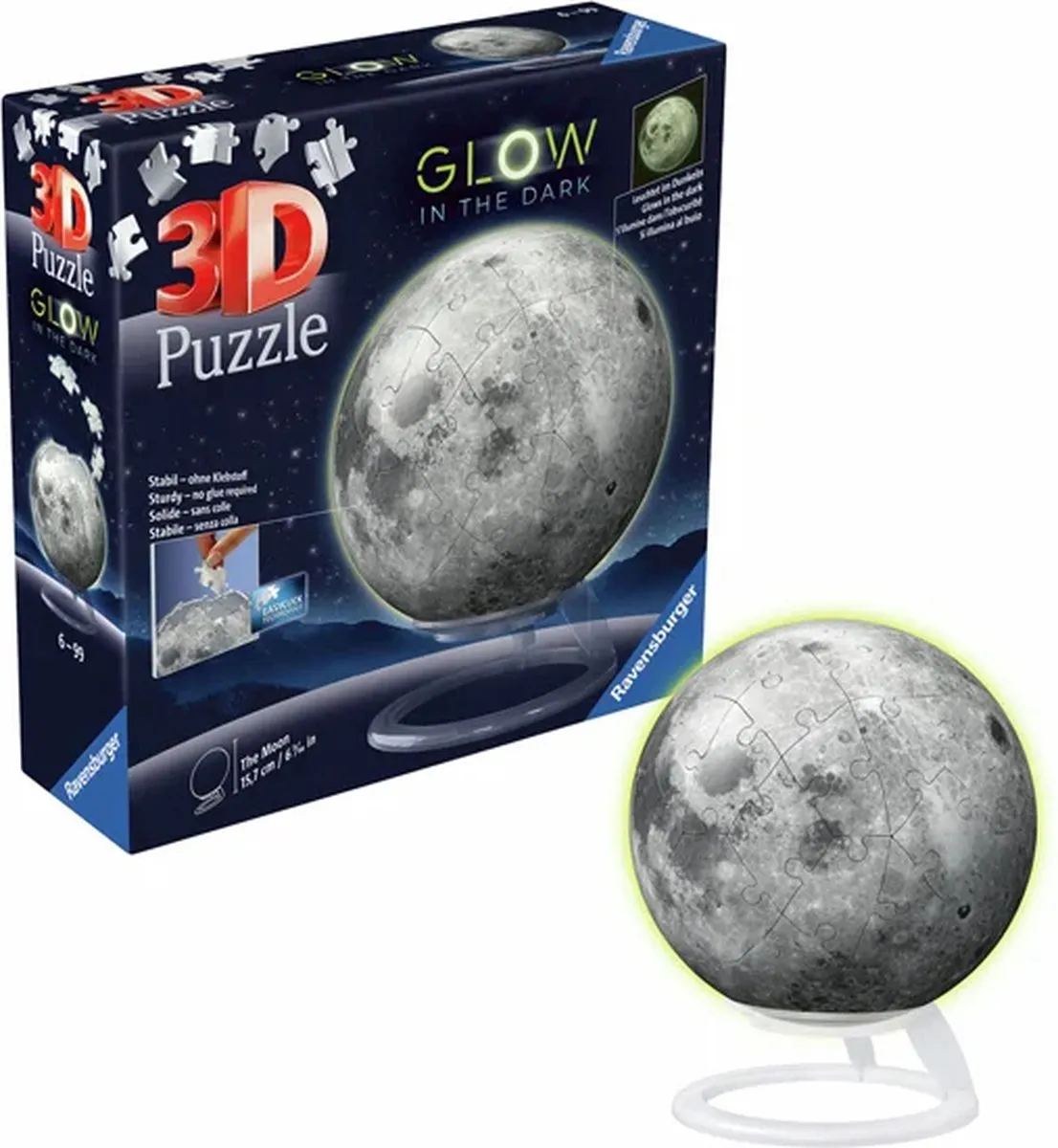 Ravensburger Maan Glow in the Dark 3D Puzzel 72 Stuks - MPN 11586 - afbeelding 6 van 6
