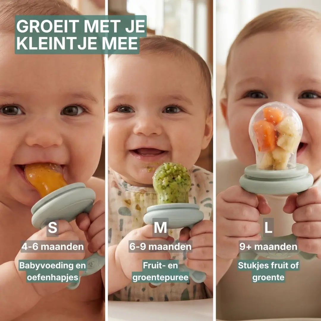 Broemba Fruitspeen & IJsblokjesvorm Groen - 3 Speenmaten S/M/L