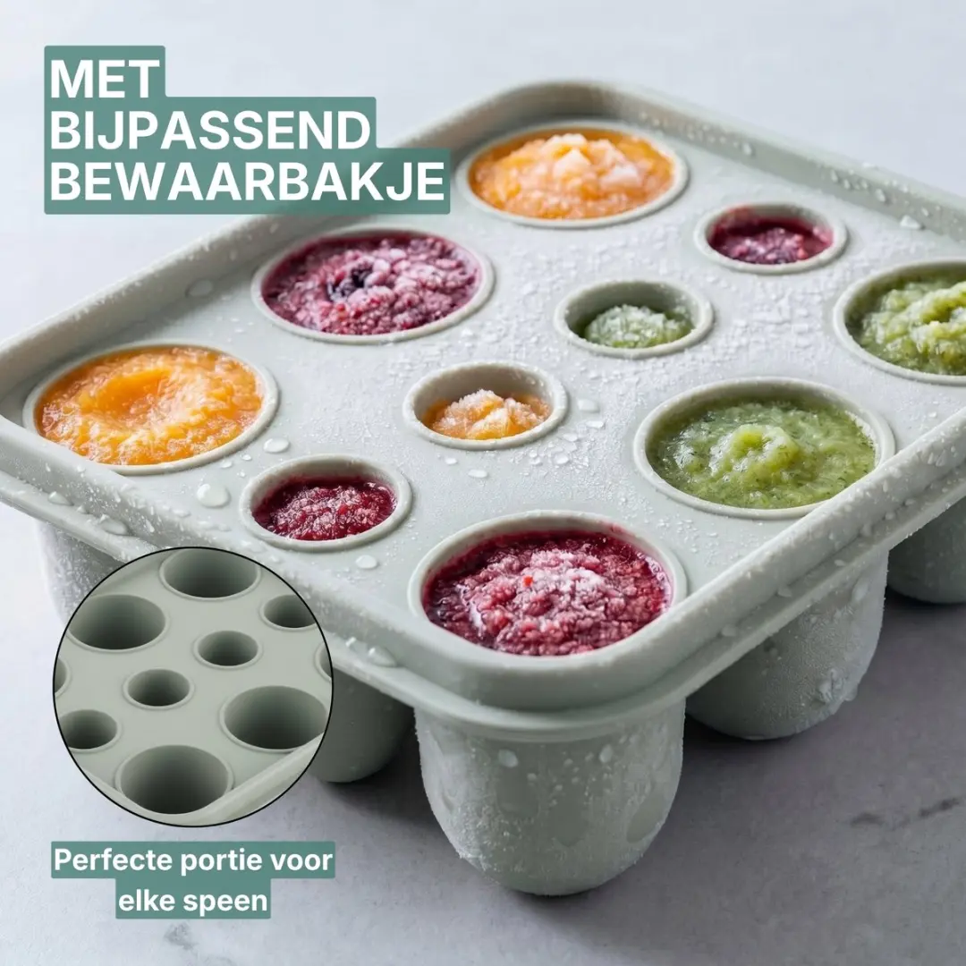 Broemba Fruitspeen & IJsblokjesvorm Groen - 3 Speenmaten S/M/L