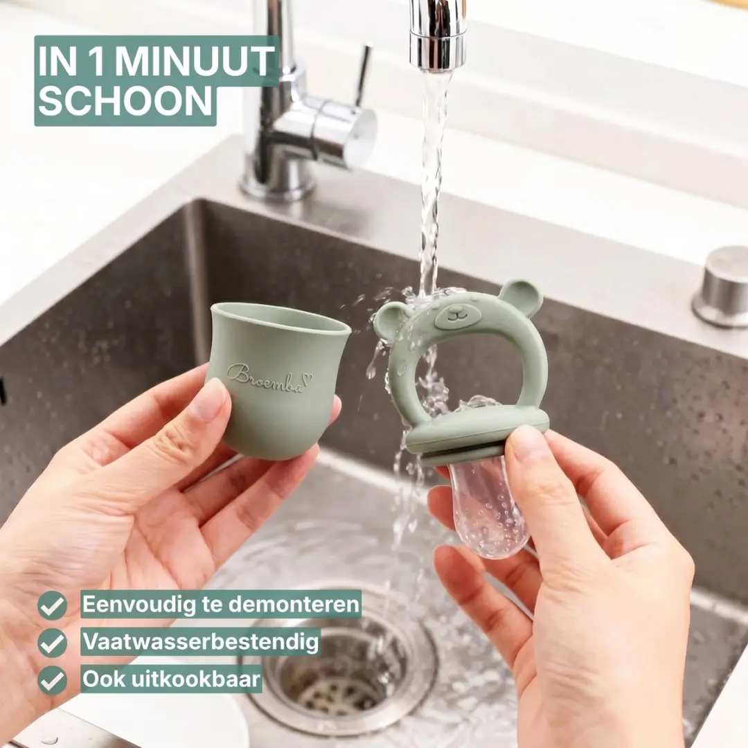 Broemba Fruitspeen & IJsblokjesvorm Groen - 3 Speenmaten S/M/L - afbeelding 6 van 6
