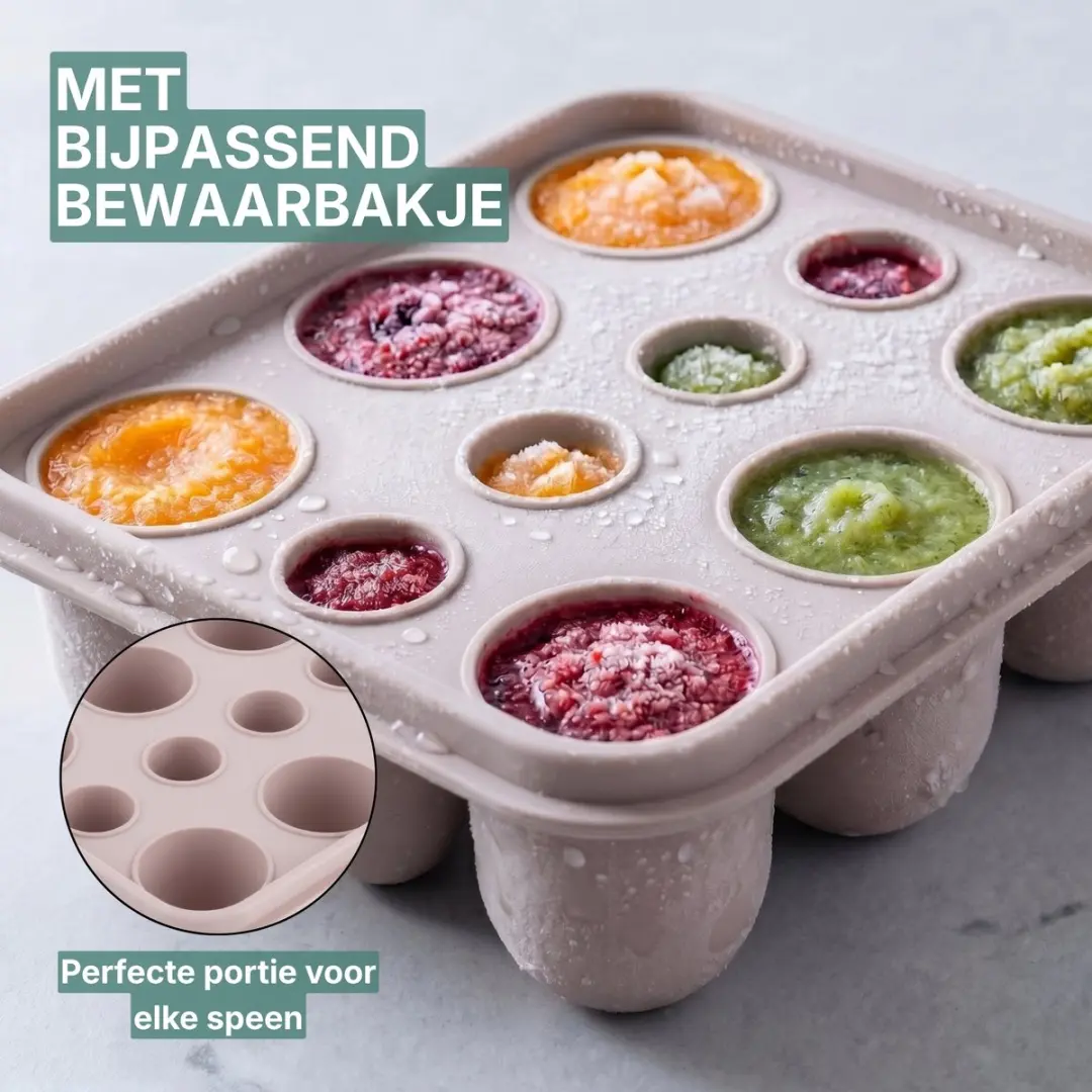 Broemba Fruitspeen & IJsblokjesvorm Roze - 3 Speenmaten S/M/L