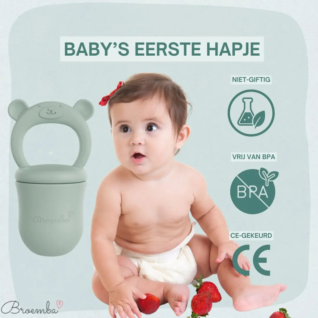 Broemba Fruitspeen Set Groen - 3 Stuks + Sabbelzakje