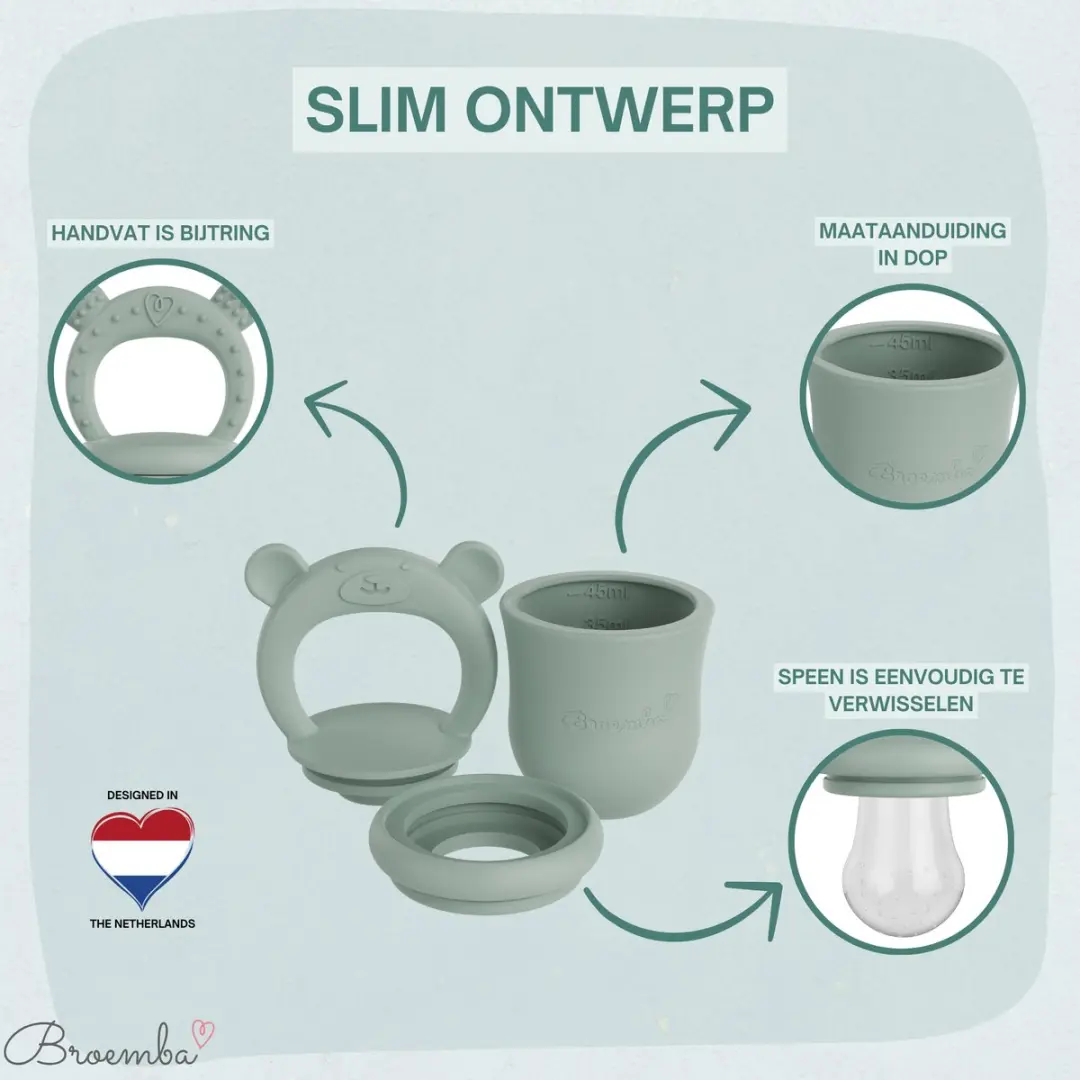 Broemba Fruitspeen Set Groen - 3 Stuks + Sabbelzakje