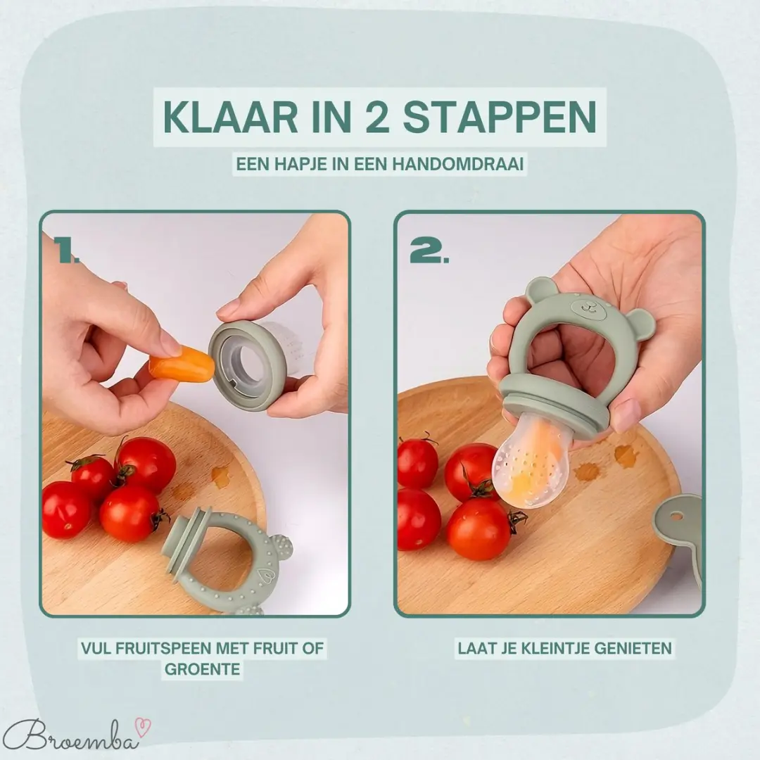 Broemba Fruitspeen Set Groen - 3 Stuks + Sabbelzakje