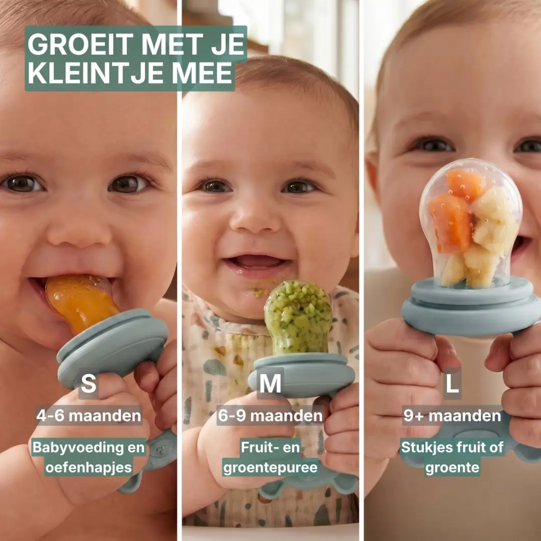 Broemba Fruitspeen & IJsblokjesvorm Blauw - 3 Speenmaten