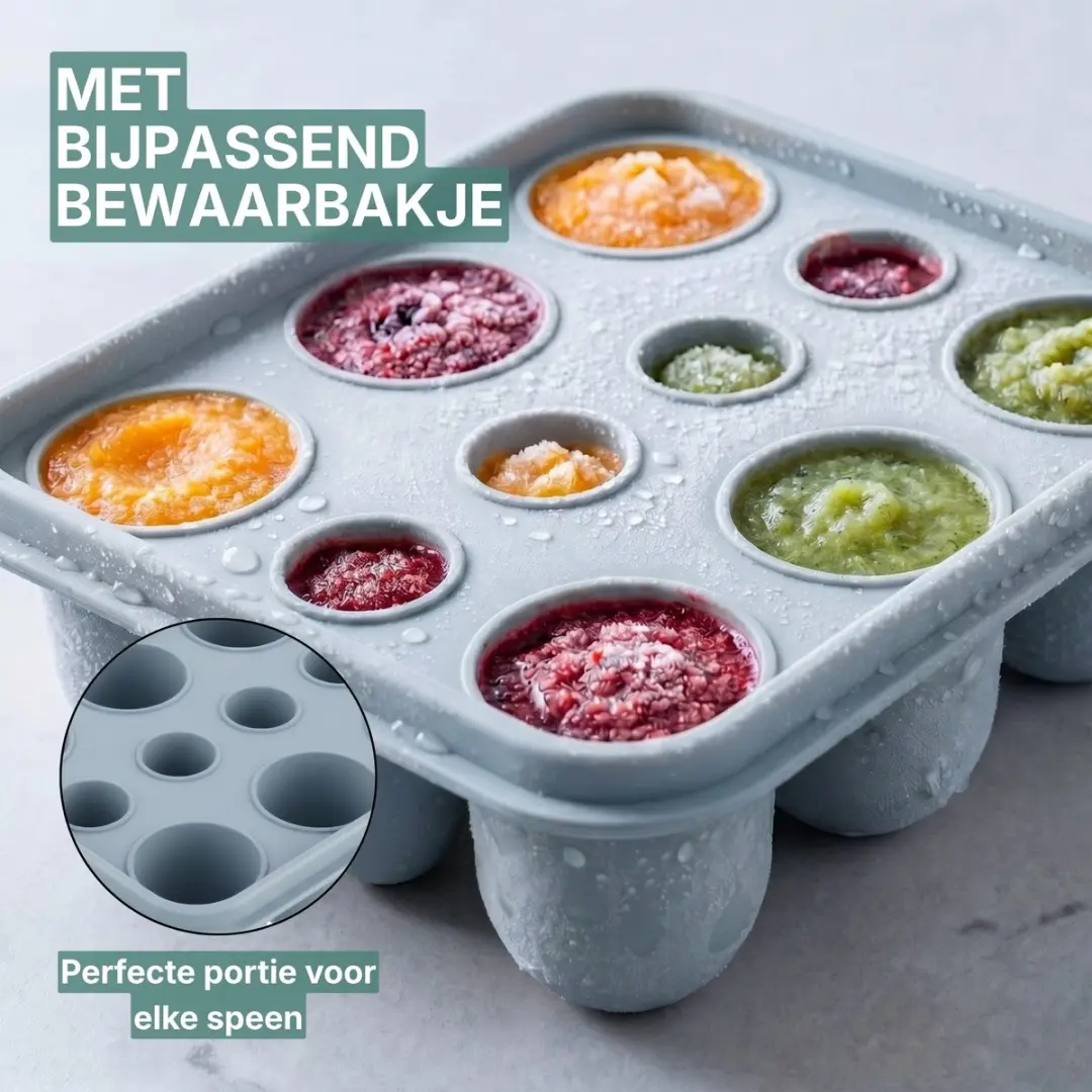 Broemba Fruitspeen & IJsblokjesvorm Blauw - 3 Speenmaten