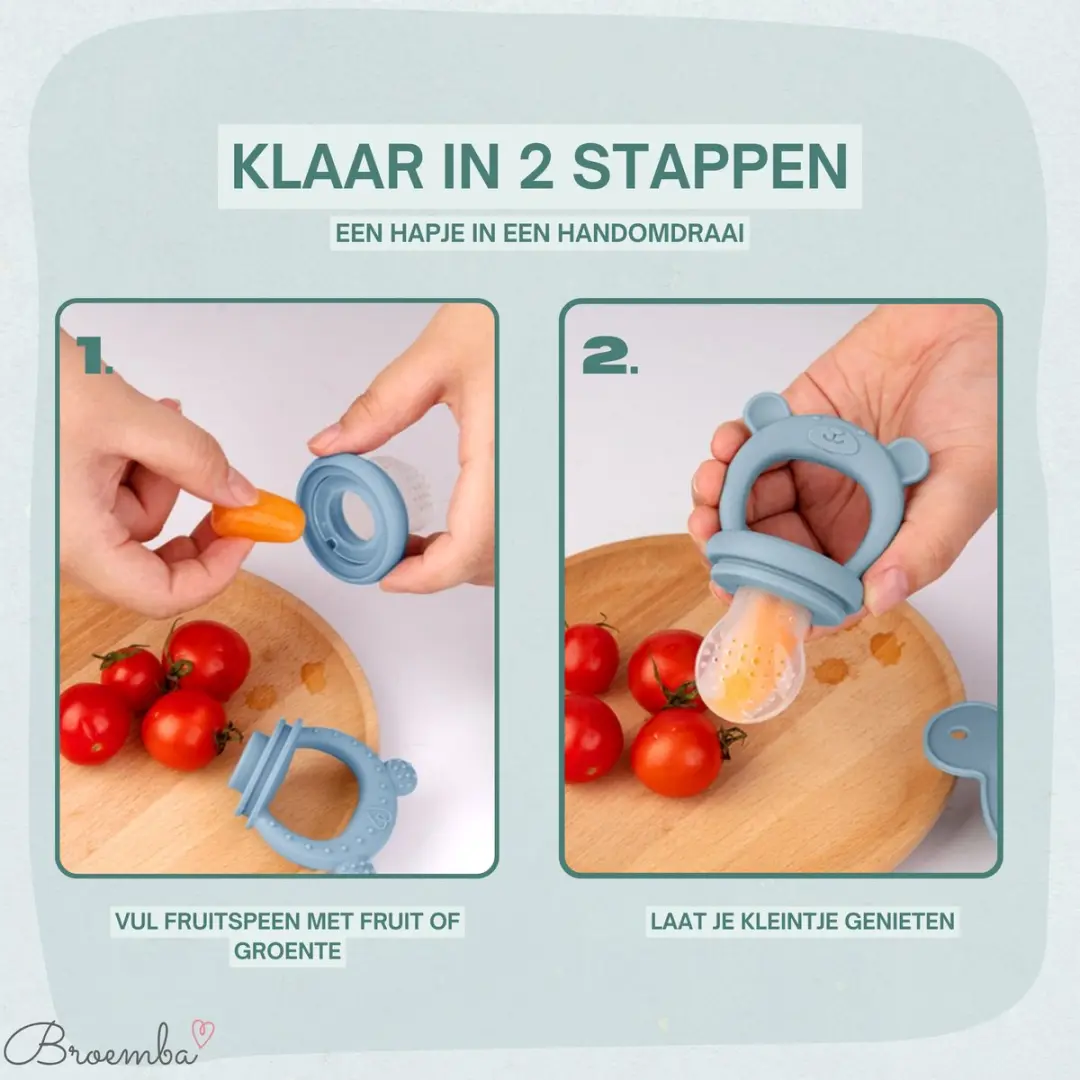 Broemba Fruitspeen Set Blauw - 3 Stuks + Sabbelzakje