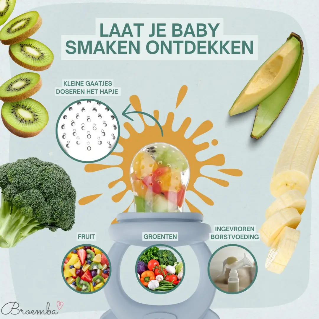 Broemba Fruitspeen Set Blauw - 3 Stuks + Sabbelzakje - afbeelding 6 van 6