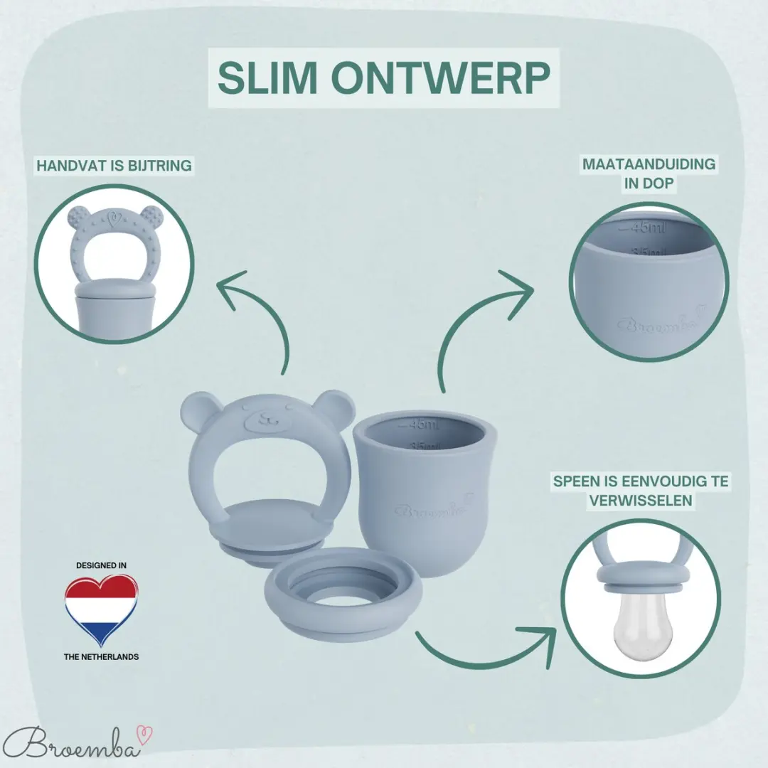 Broemba Fruitspeen Set Blauw - 3 Stuks + Sabbelzakje