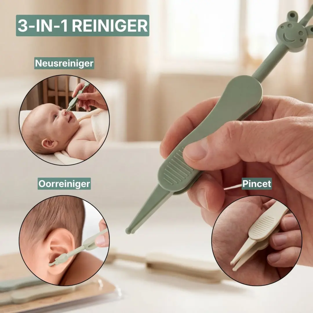 Broemba Baby Neus- & Oorreiniger Set - 2 Stuks - Groen & Beige