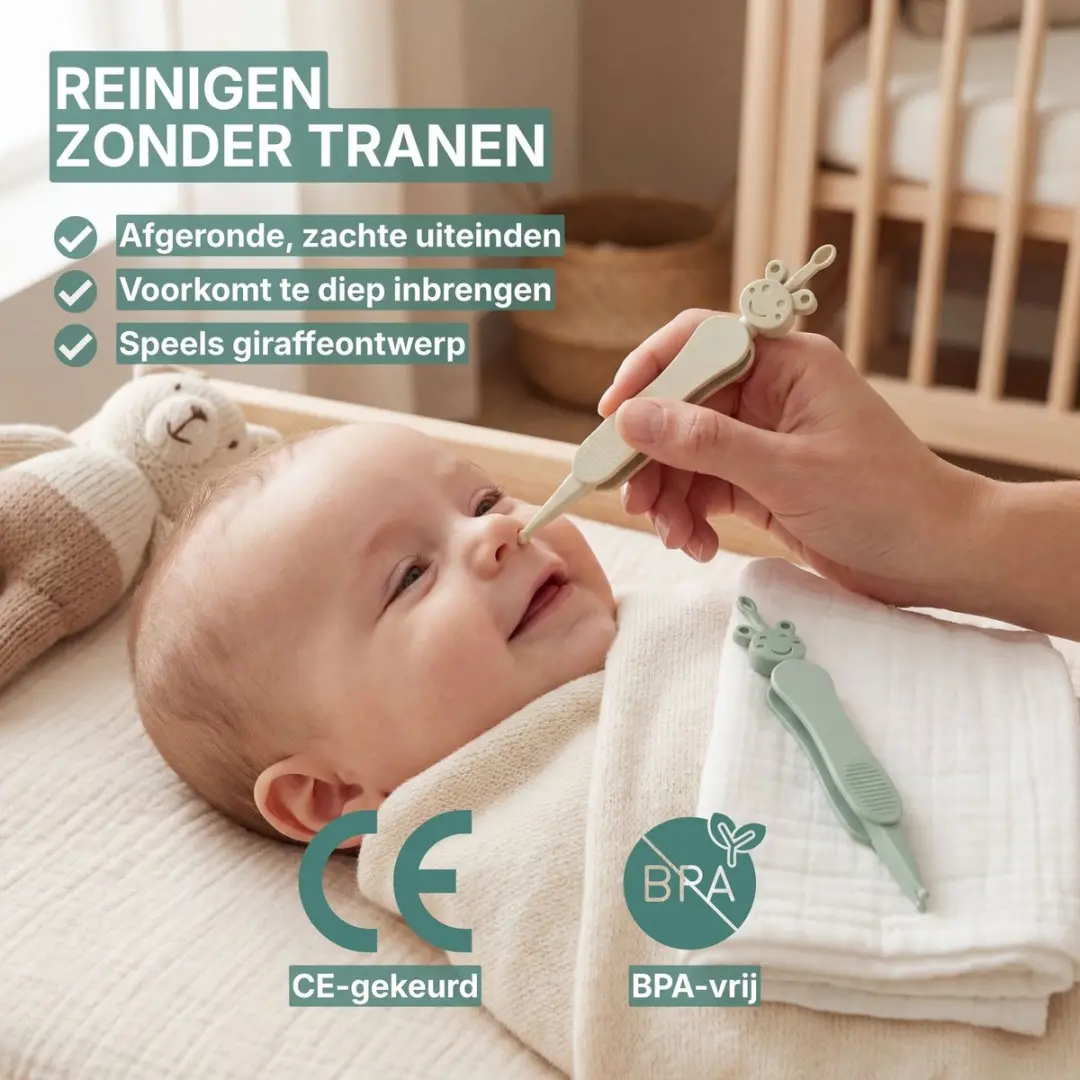 Broemba Baby Neus- & Oorreiniger Set - 2 Stuks - Groen & Beige