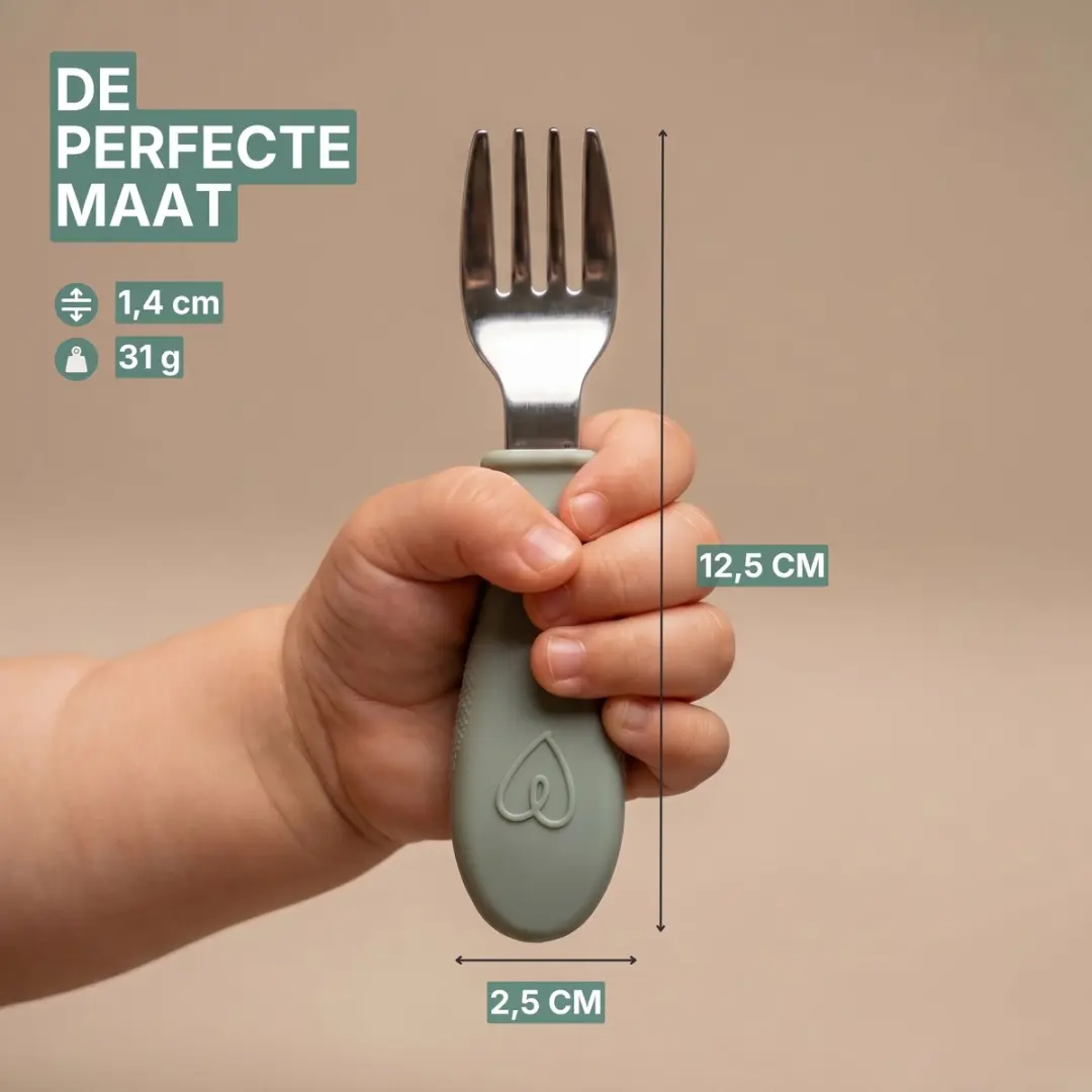 Broemba RVS Kinderbestek - 4-delig - Beige/Groen - afbeelding 6 van 6