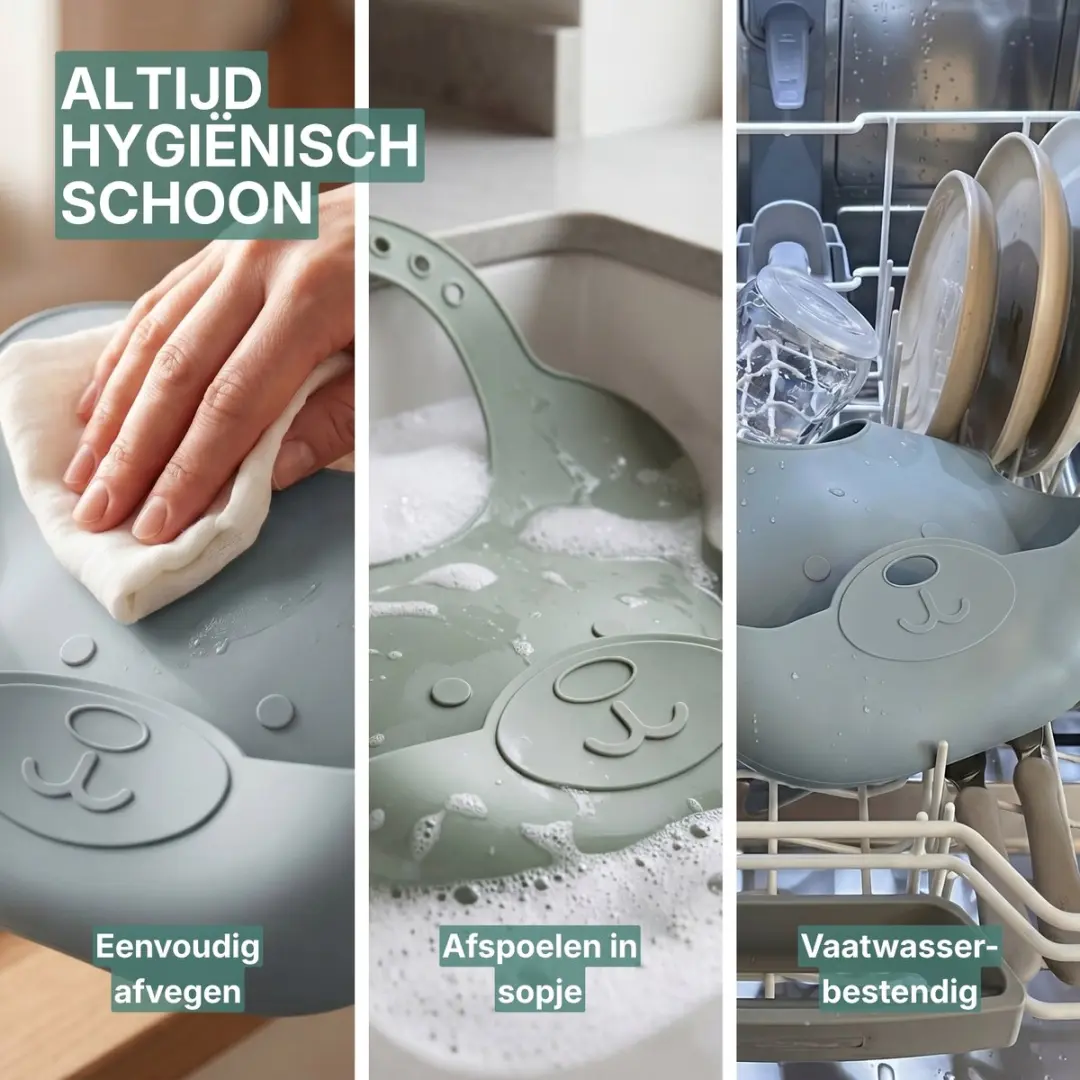 Broemba Siliconen Slabbetjes met Opvangbak - 2 Stuks - Groen/Blauw