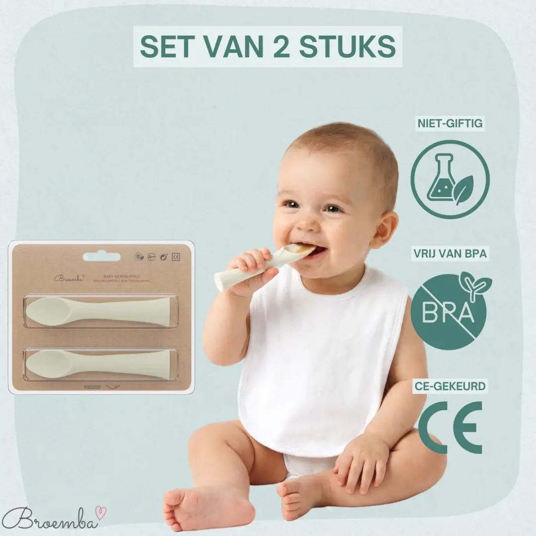 Broemba Baby Lepels met Zuignap - 2 Stuks