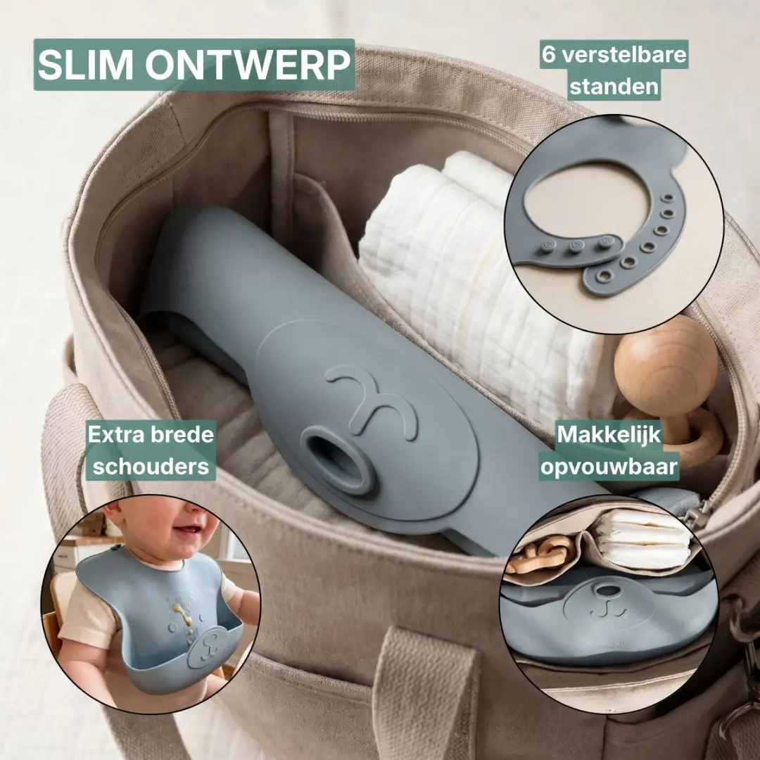 Broemba Siliconen Slabbetjes SL_D03 - 2 Stuks - Beige/Blauw