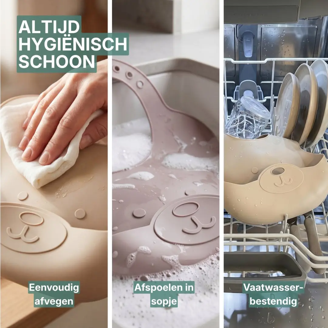 Broemba Siliconen Slabbetjes met Opvangbak - 2 Stuks - Beige/Rose
