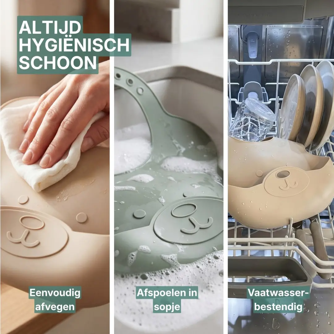 Broemba Siliconen Slabbetjes SL_D01 - 2 Stuks - Beige/Groen