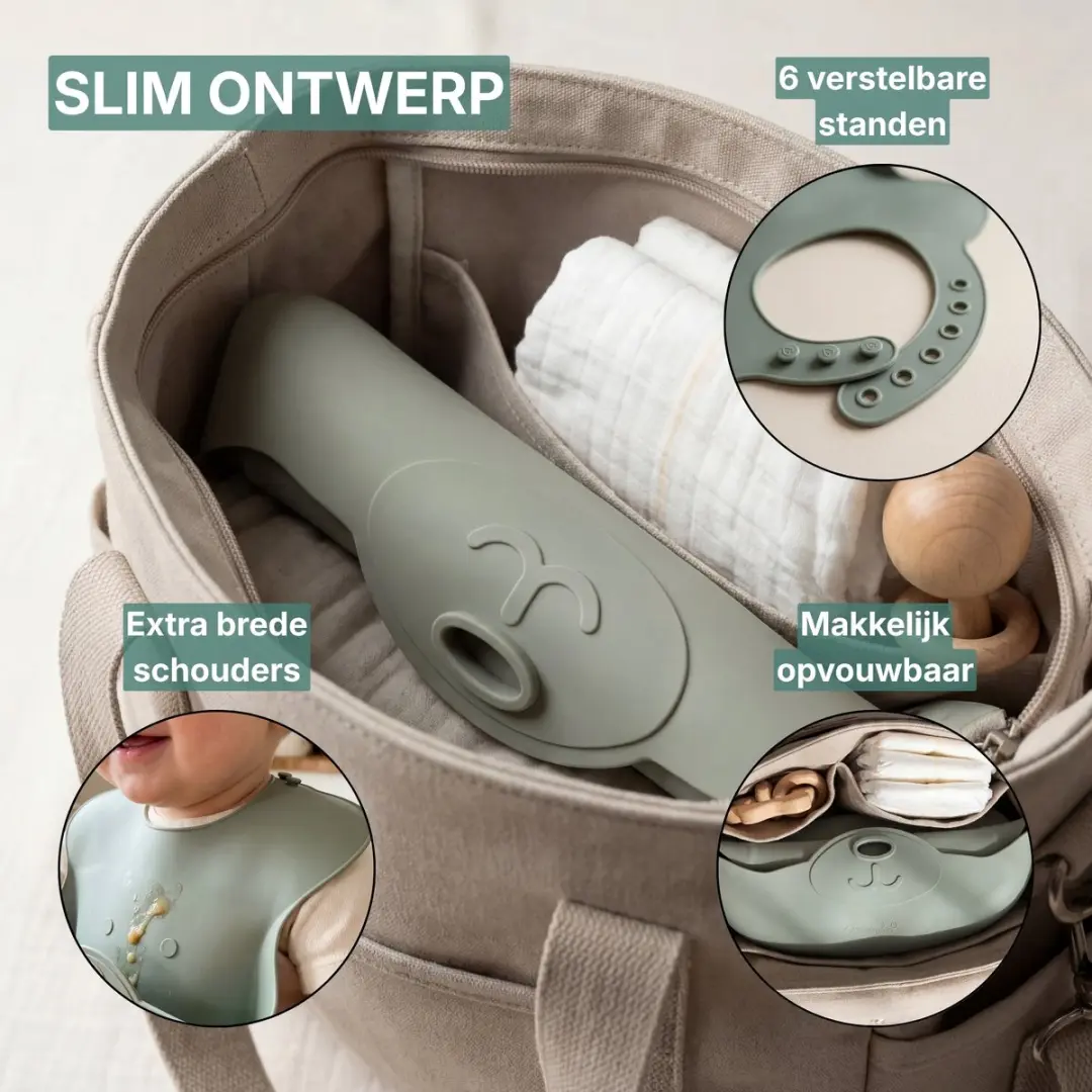 Broemba Siliconen Slabbetjes SL_D01 - 2 Stuks - Beige/Groen