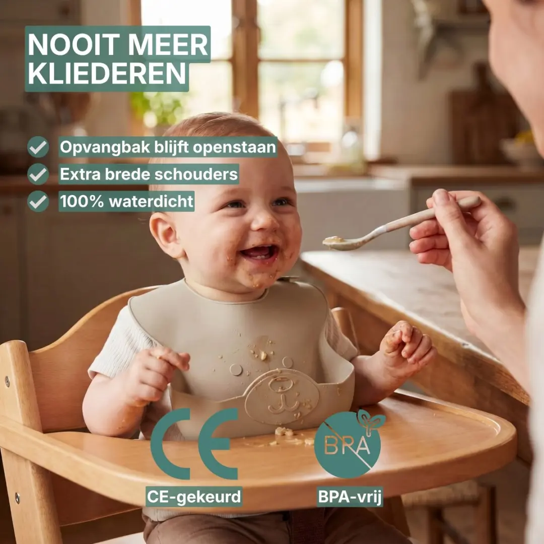Broemba Siliconen Slabbetjes SL_D01 - 2 Stuks - Beige/Groen